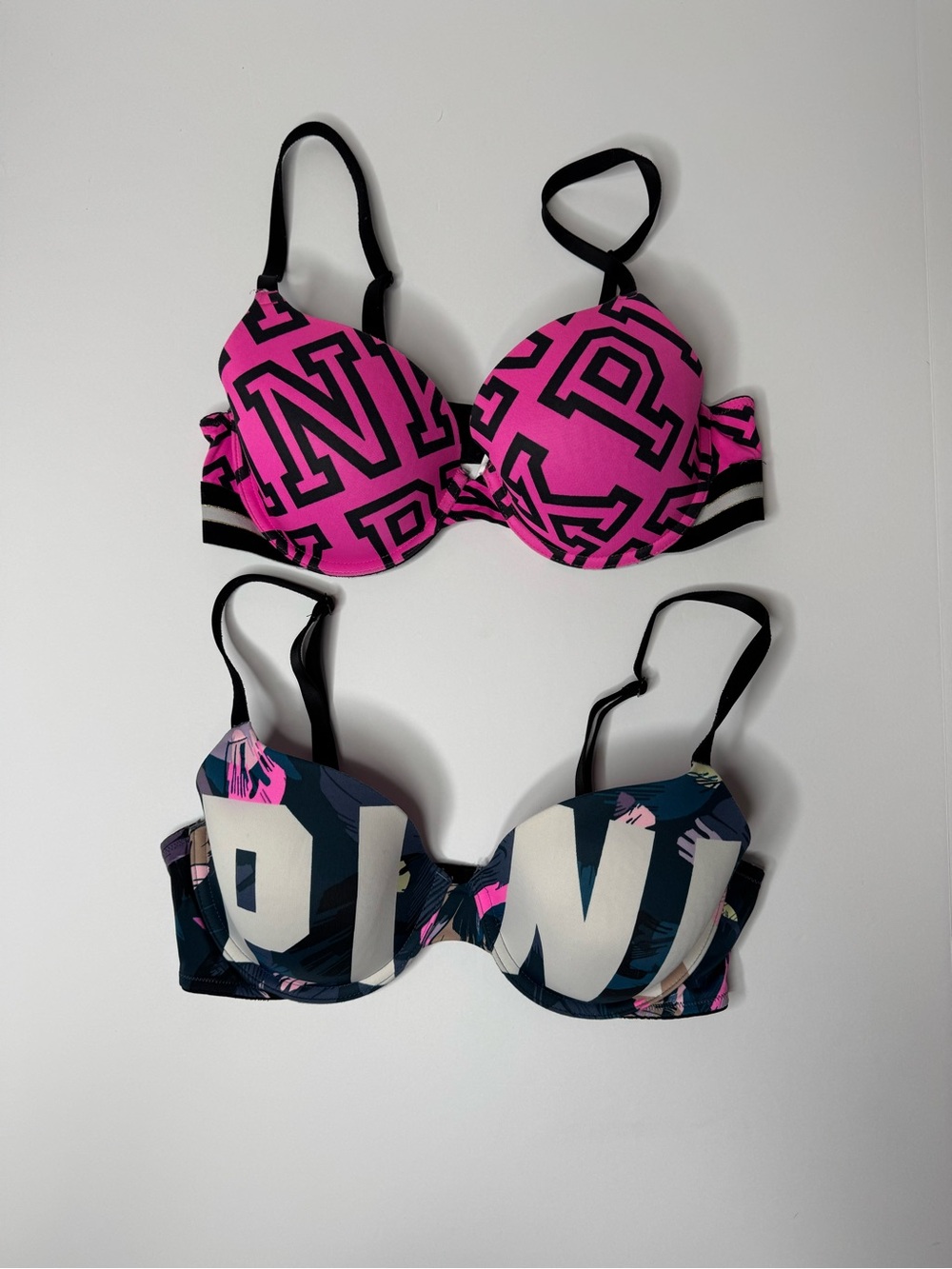 PINK Victoria’s Secret Y2K  Bra Bundle 36C 2pc Push Up Logo 2017